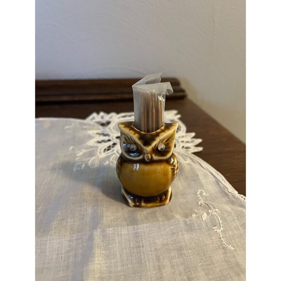 Vintage Brown Owl Toothpick Holder - Picture 1 of 5